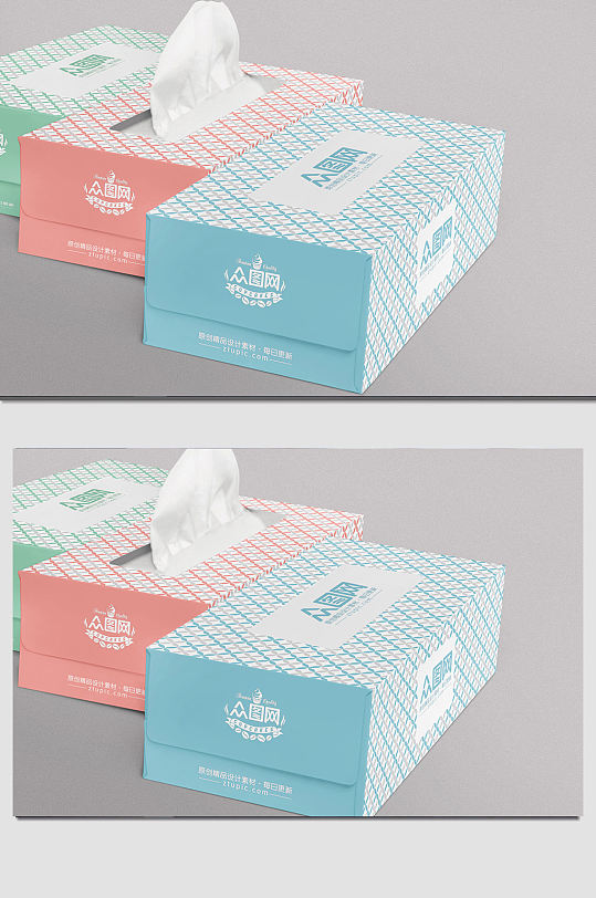 抽纸盒纸巾盒包装样机贴图-众图网