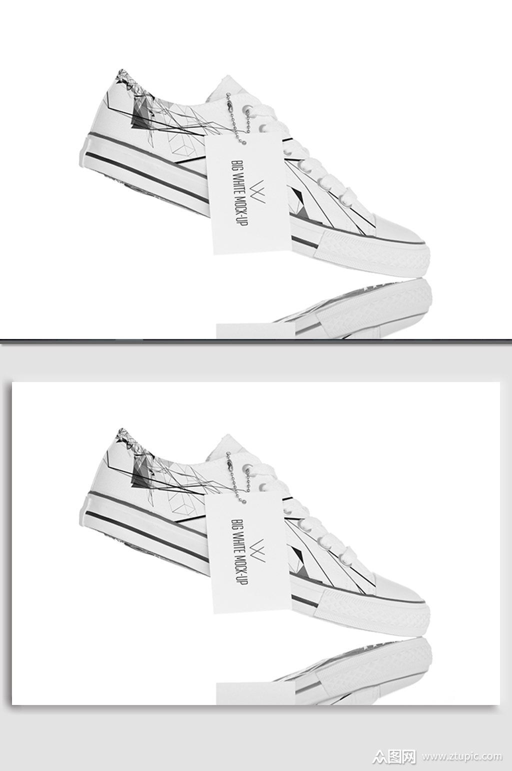 白色帆布鞋吊牌样机
