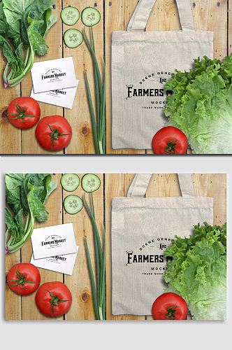 蔬菜场景购物袋样机展示