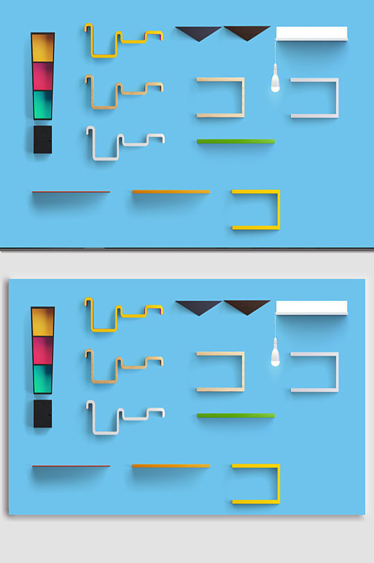 墙面书架造型样机素材