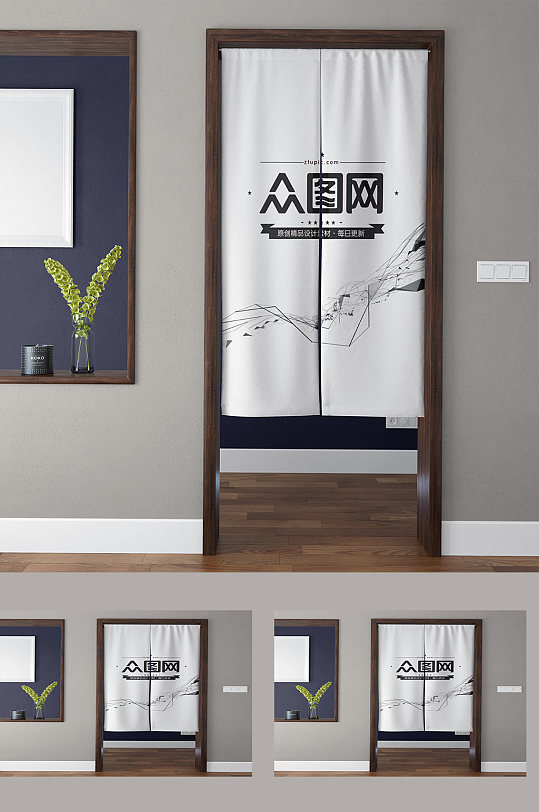 日式厨房门帘印花样机-众图网