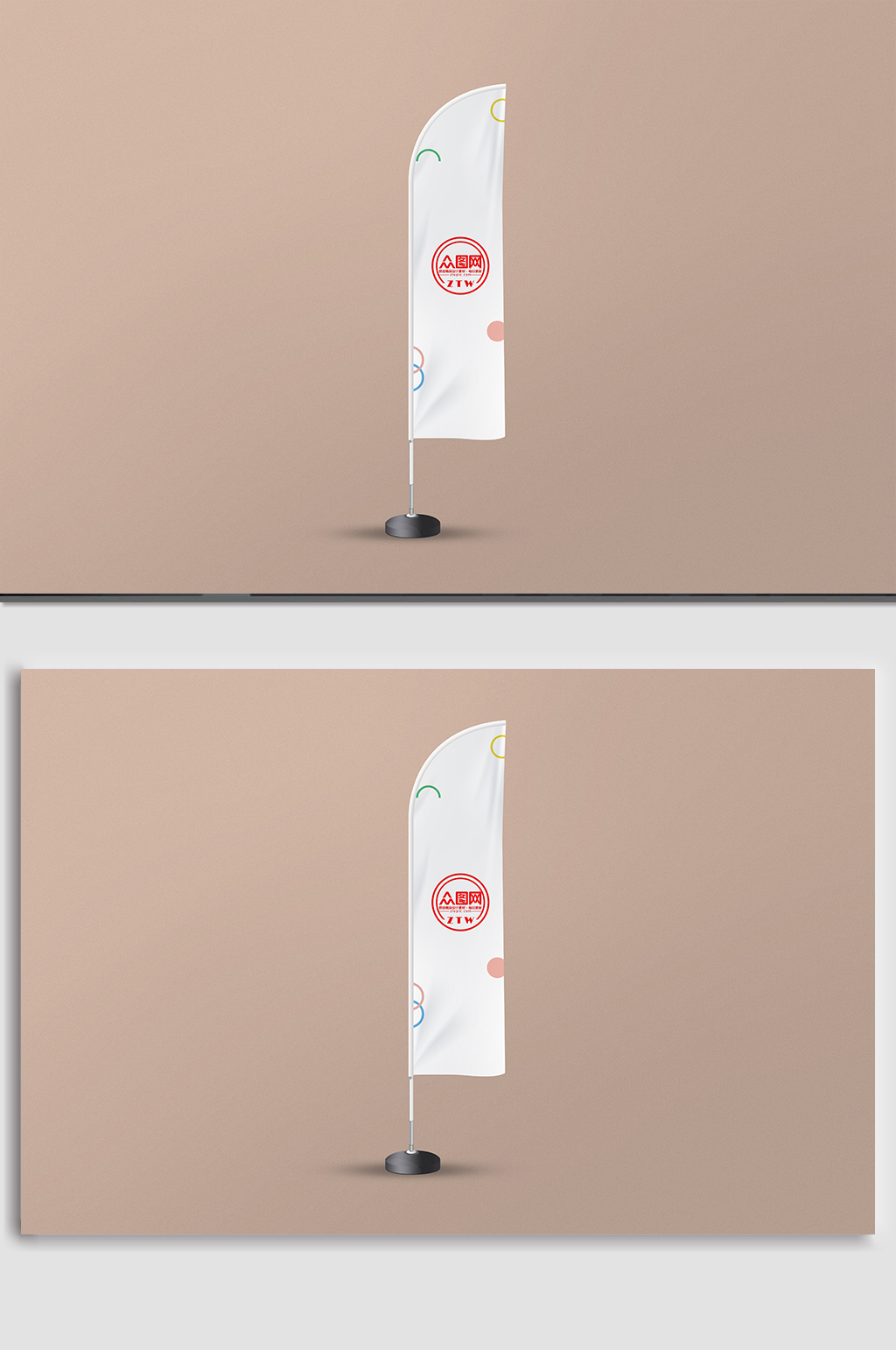 白色竖旗异形注水道旗vi样机贴图模板下载-编号466478-众图网