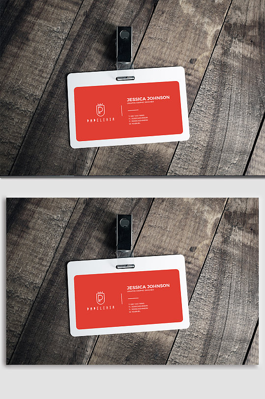 红色胸牌样机效果工作证样机-众图网