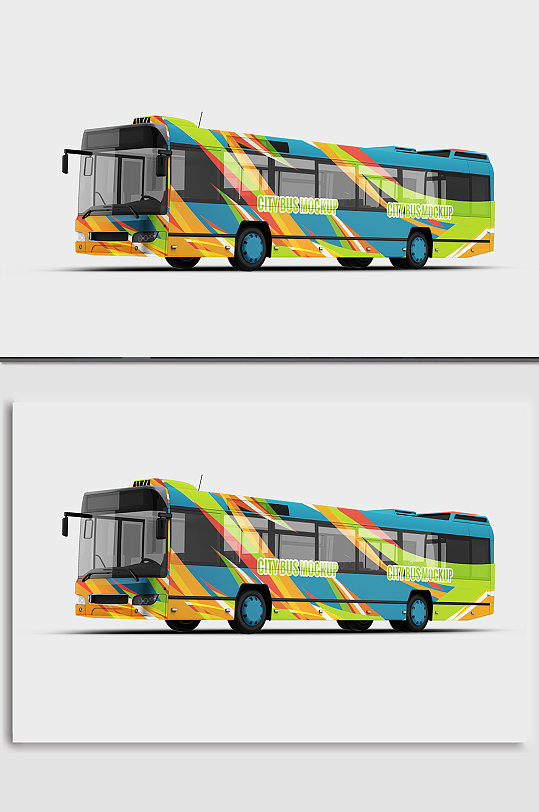 公交车侧面贴图样机-众图网