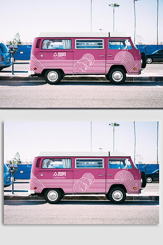 粉色迷你汽车贴图样机