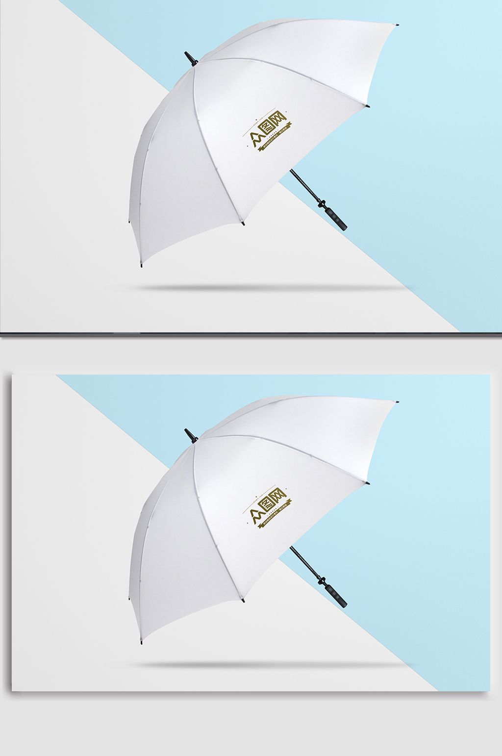 白色短柄雨伞样机模板