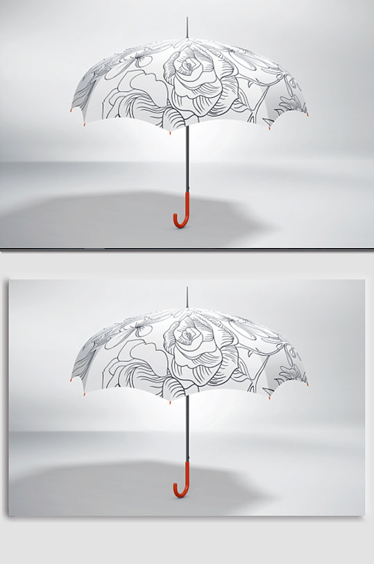 黑白玫瑰花样机伞