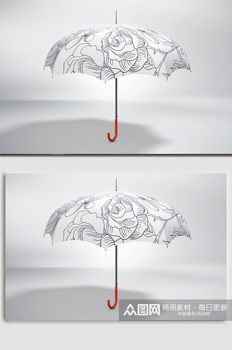 黑白玫瑰花样机伞素材