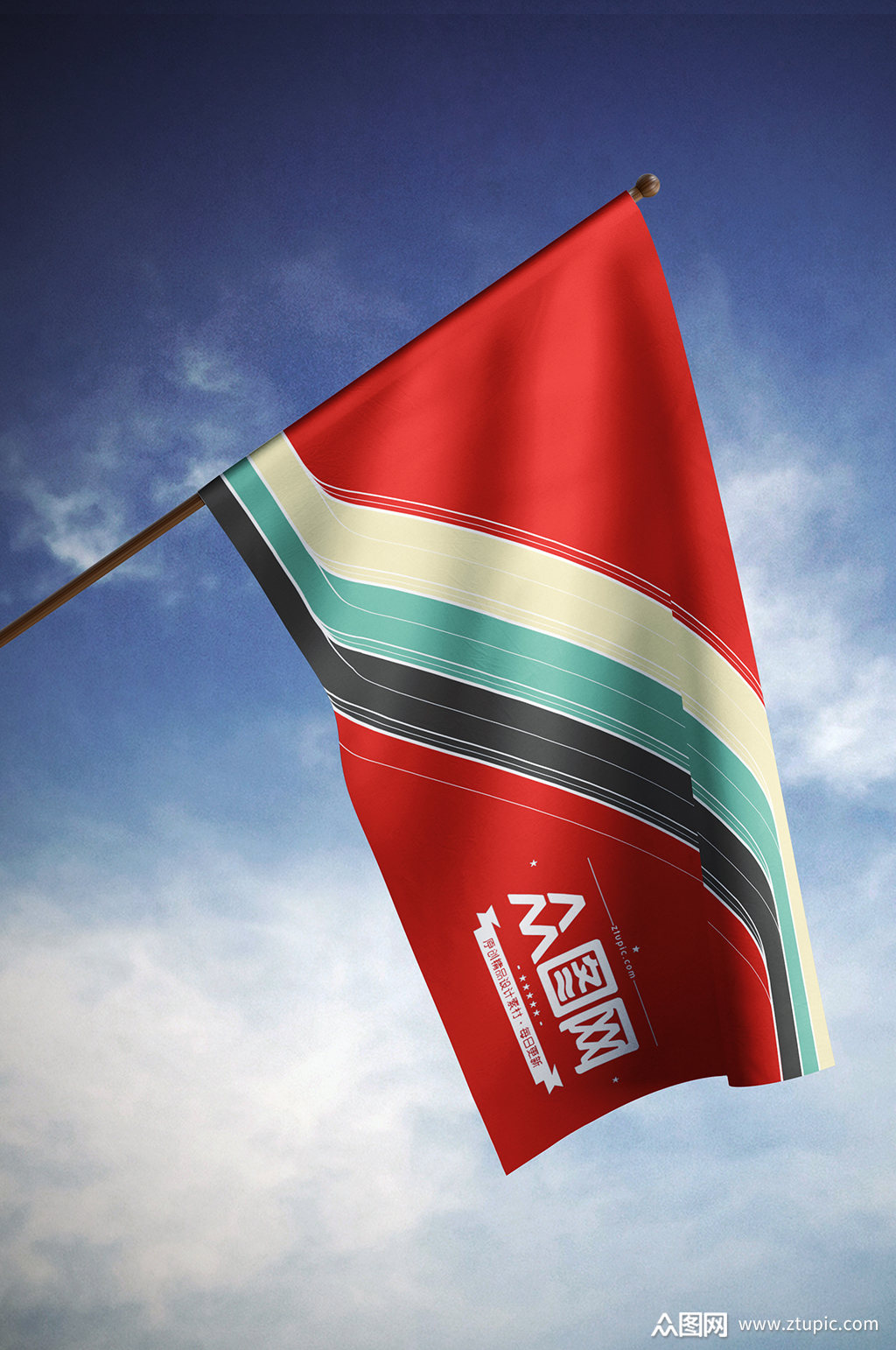 红色旗帜样机展示模板下载-编号553061-众图网