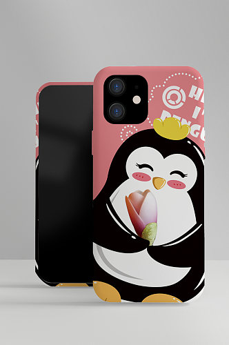 粉色企鹅手机壳样机