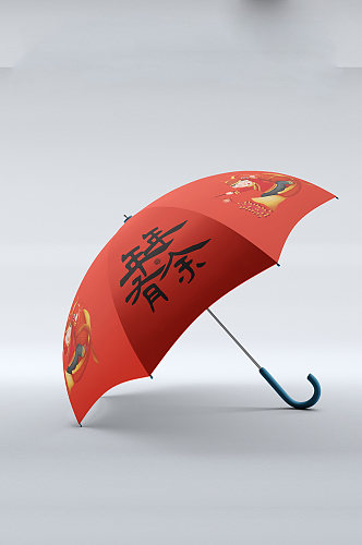 红色直杆伞样机贴图