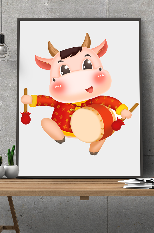 可爱牛牛年画牛年卡通形象1-众图网