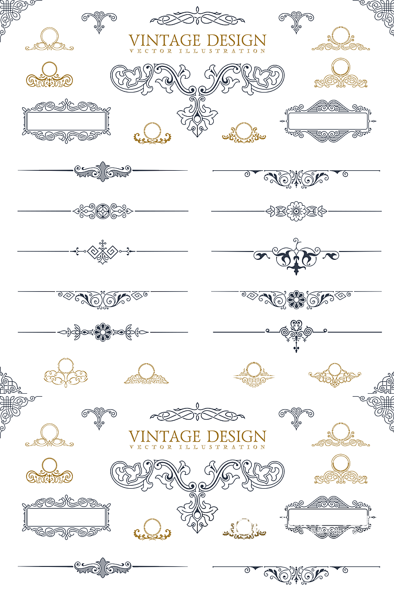 欧式页眉页脚复古边框素材