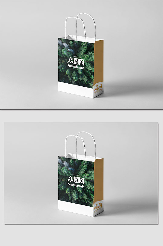 森林系纸袋手提袋样机-众图网