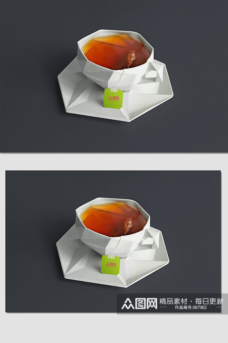 红茶茶包包装贴图样机素材