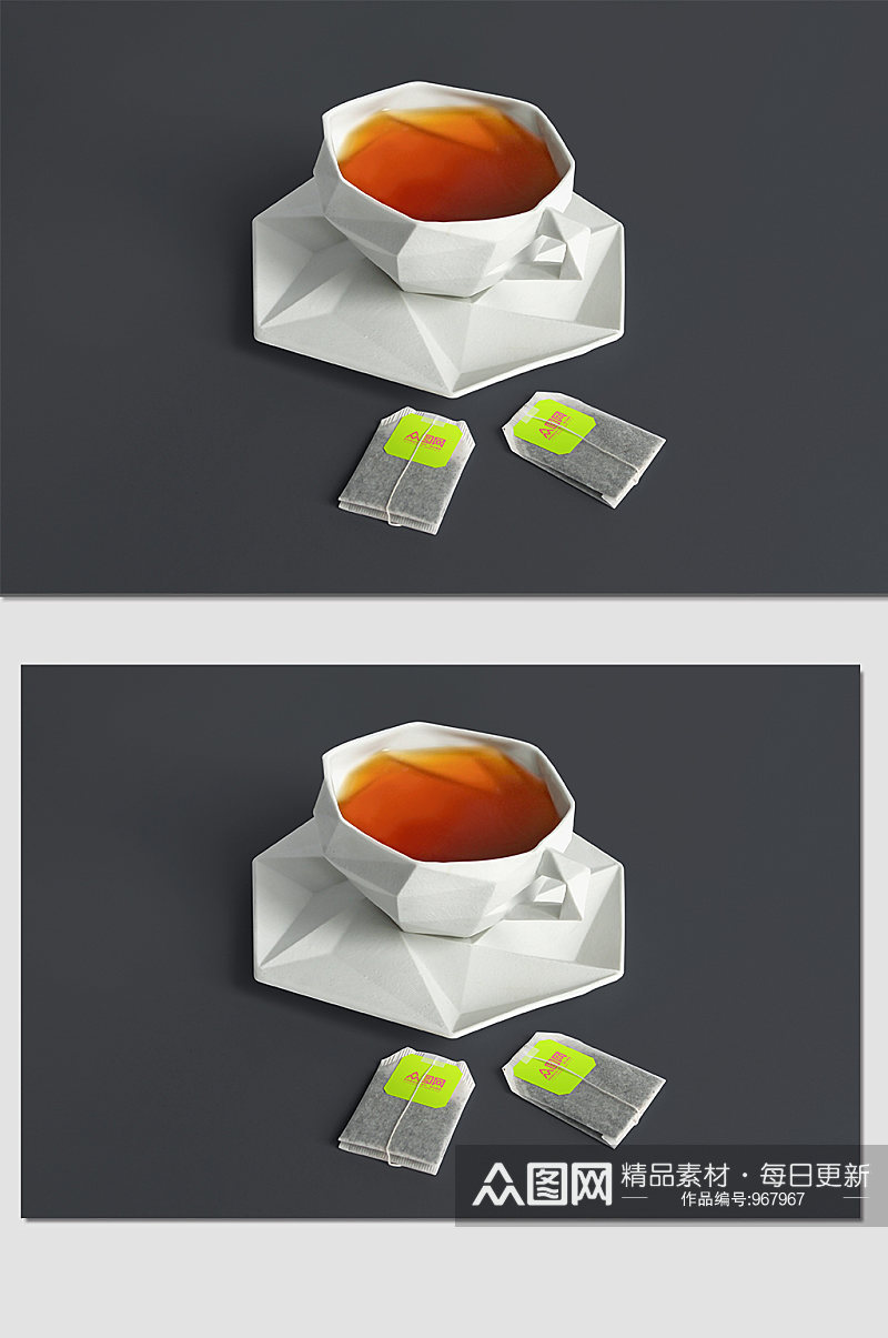 红茶叶包装贴图样机素材