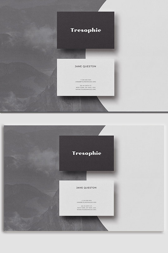 黑白磨砂名片样机展示-众图网