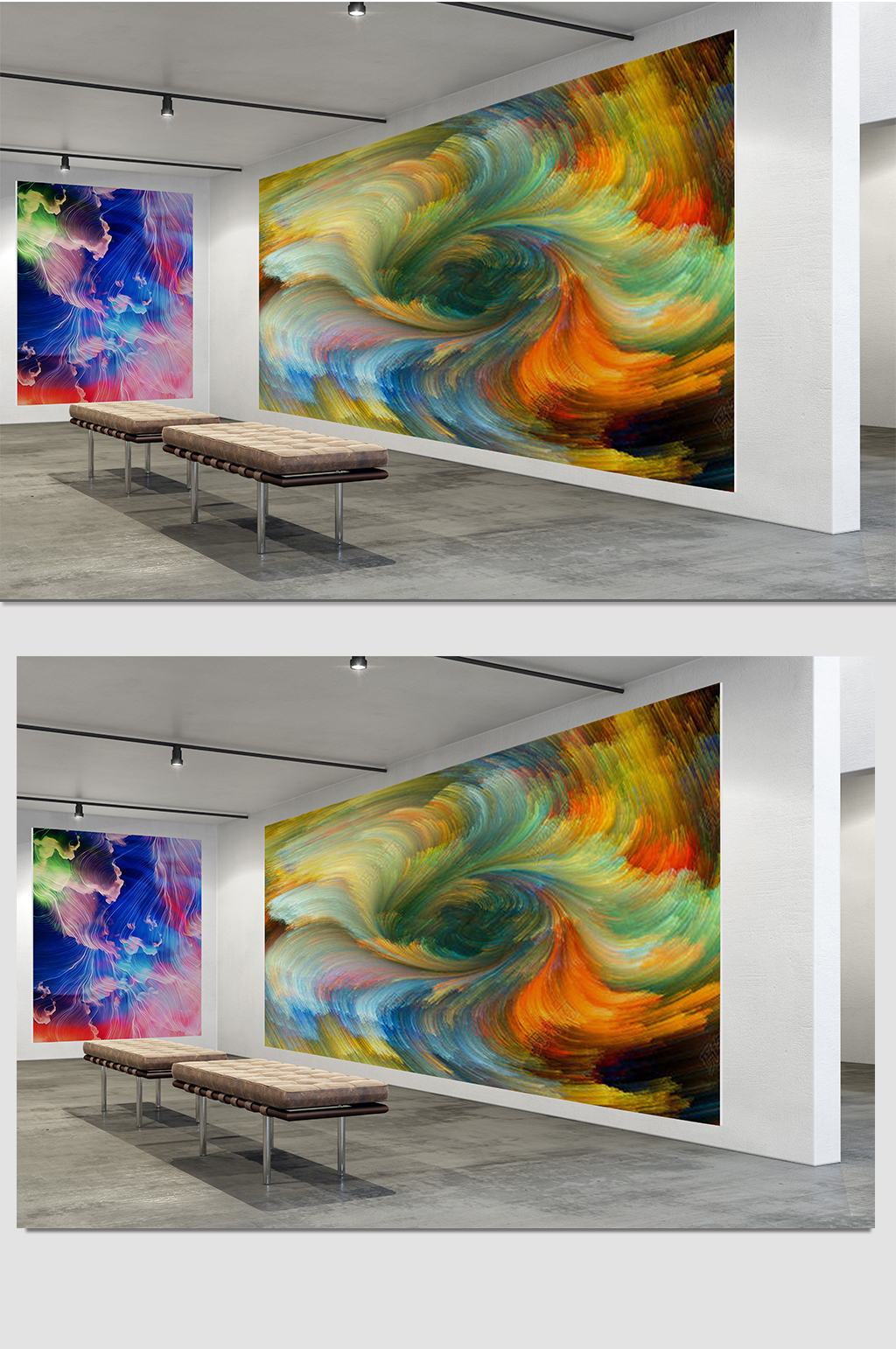 美术展览馆艺术品海报样机 (5)素材