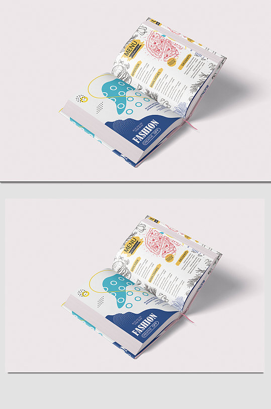 展开书籍贴图样机