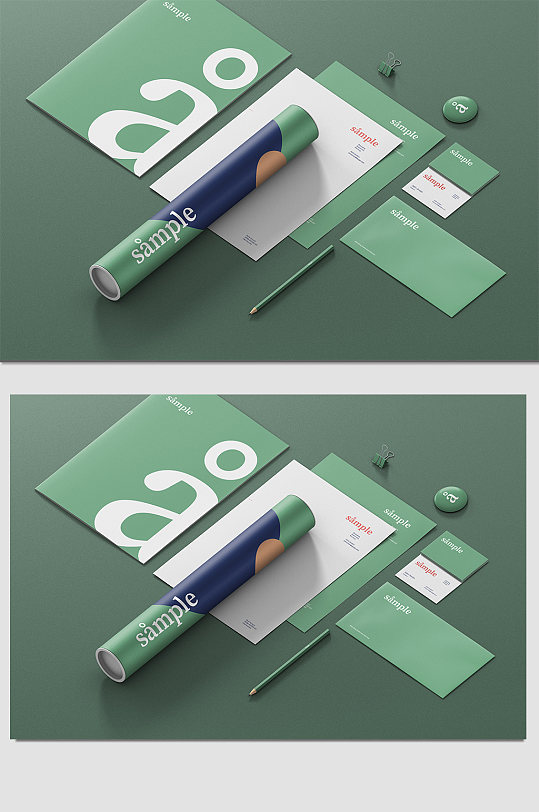 绿色商务办公品牌vi样机-众图网
