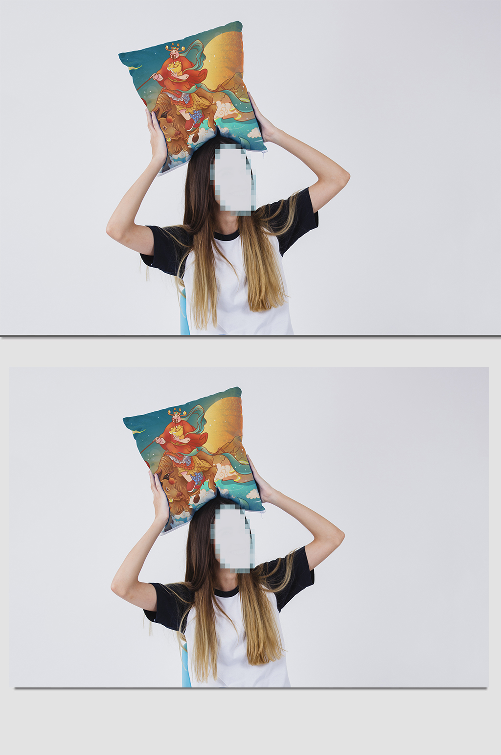 手拿抱枕场景样机展示素材