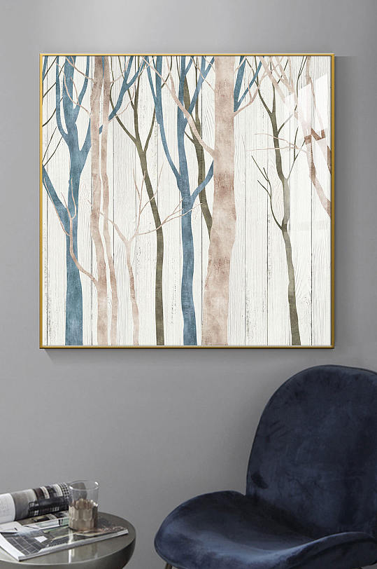 小清新简笔树装饰画