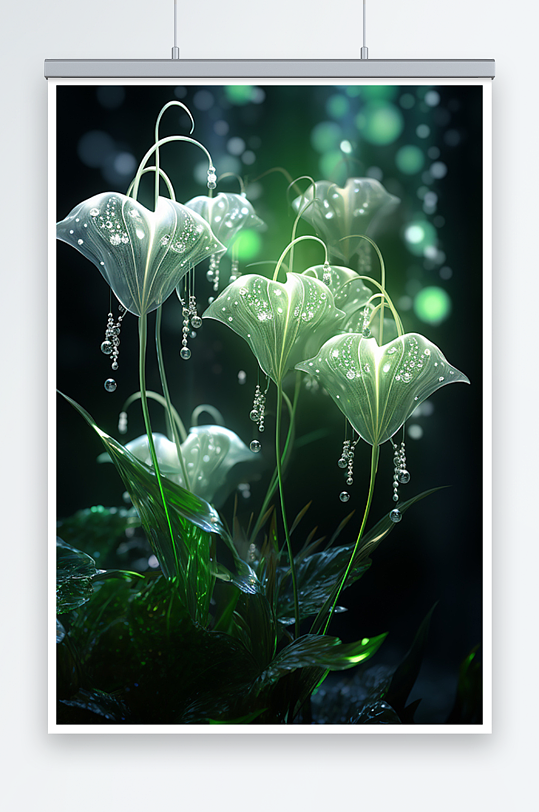 AI数字艺术绿色铃兰神奇植物