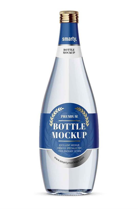 透明玻璃瓶矿泉水样机模型