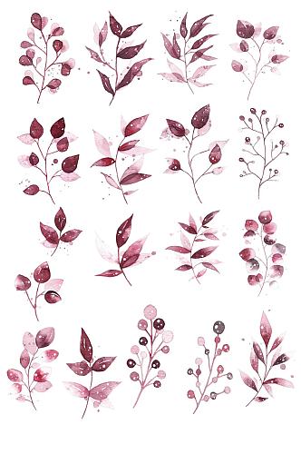 粉色大红喜庆花卉花叶组合免抠设计素材