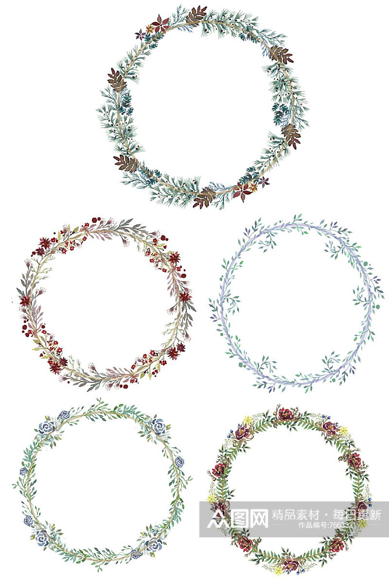 花卉花环组合装饰素材免抠PNG素材