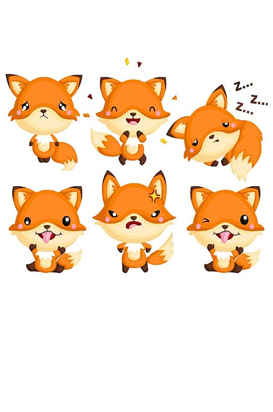 可爱小狐狸表情包矢量eps免抠设计素材