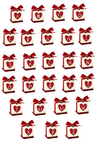 爱心礼盒免抠英文字母设计装饰素材