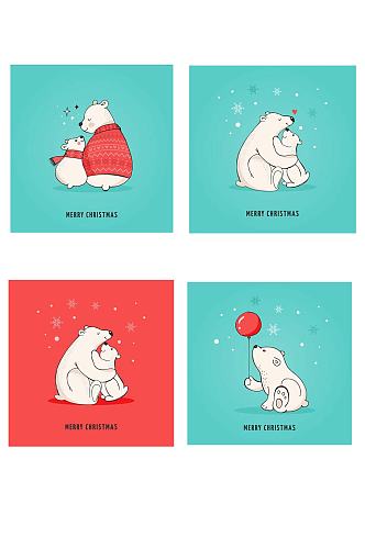 可爱圣诞白熊矢量EPS卡片海报设计素材