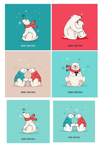 可爱圣诞白熊矢量EPS卡片海报设计素材