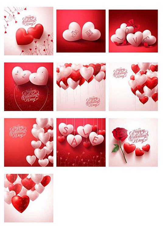 情人节爱心气球矢量海报设计装饰素材