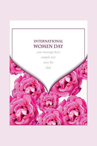 水彩玫粉色花卉妇女节快乐矢量海报设计素材