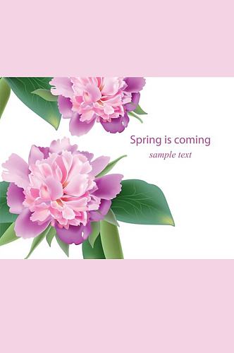 粉紫水彩春天花卉唯美矢量海报设计素材