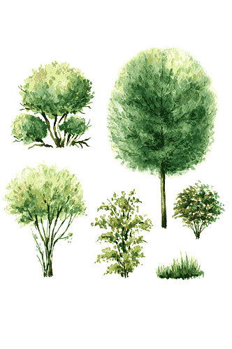 绿色大树小树免抠矢量EPS设计素材