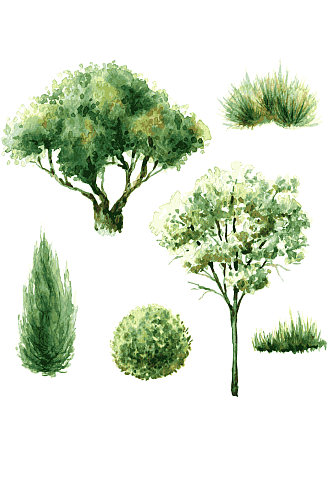 绿色植被树木EPS矢量设计卡片装饰素材
