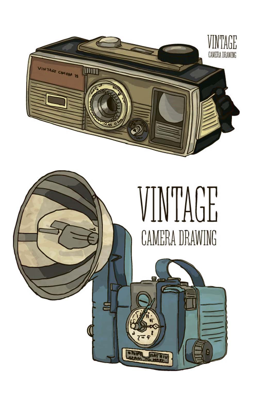 手绘复古水彩相机矢量eps设计装饰素材