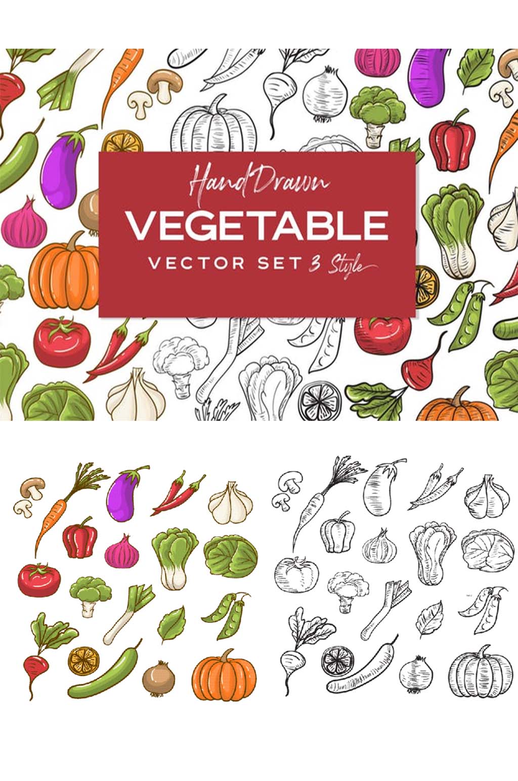 线稿矢量素描画蔬菜辣椒蘑菇大葱南瓜eps模板下载 编号9076 众图网