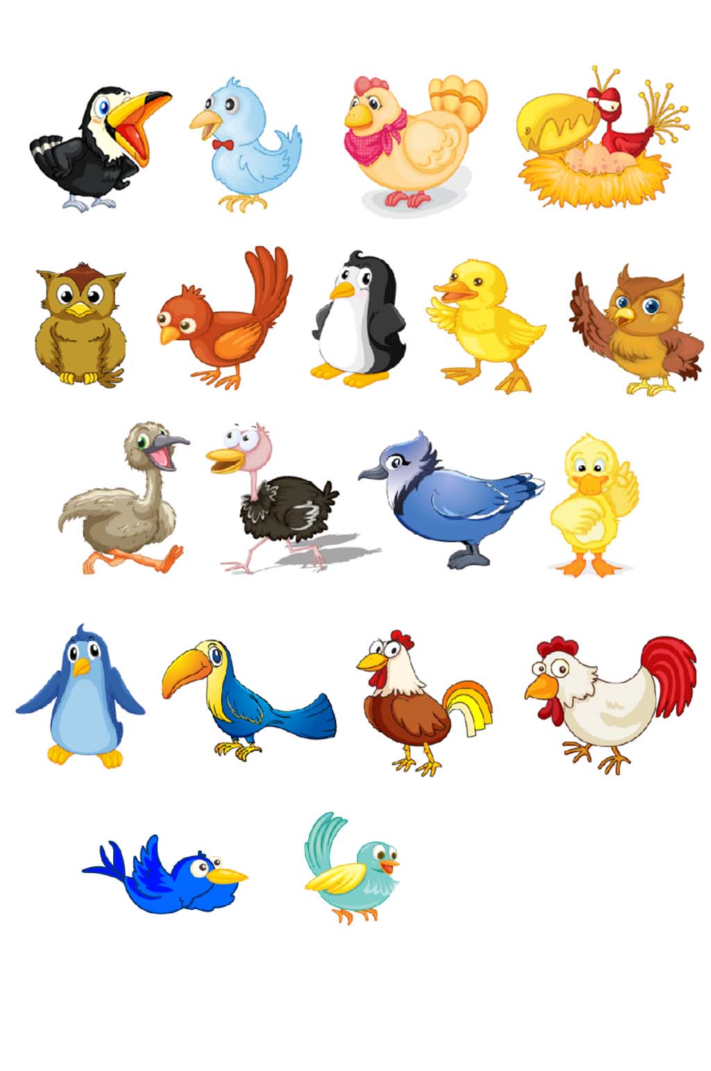 卡通各种鸟类免抠矢量eps合集素材模板下载 编号9308 众图网