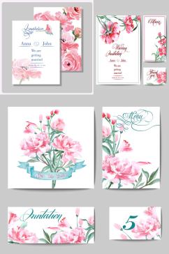 矢量粉色花朵婚礼海报卡片装饰设计素材