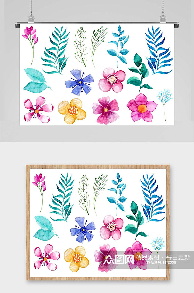 矢量EPS免抠水彩花卉卡片设计装饰素材素材