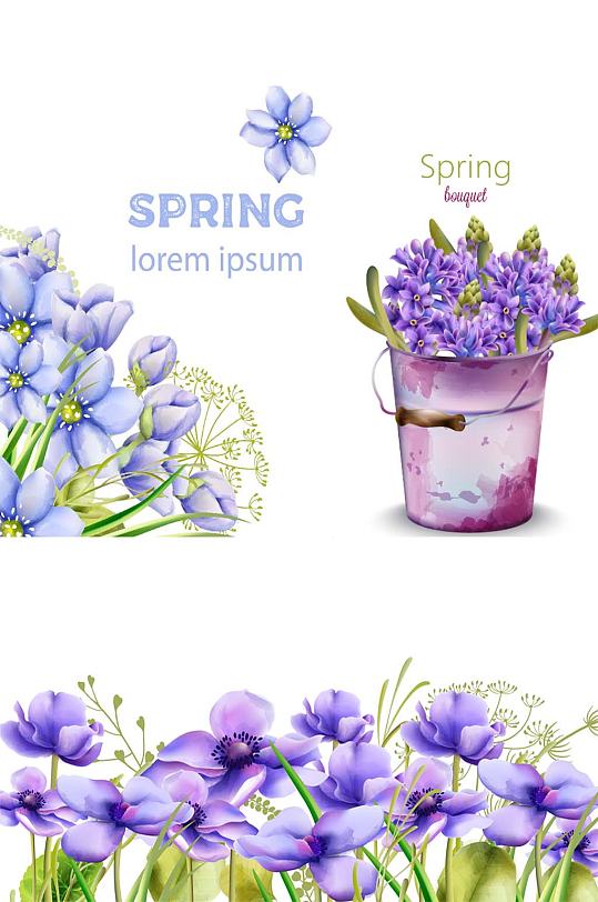 紫色蝴蝶兰春天花卉海报卡片设计素材