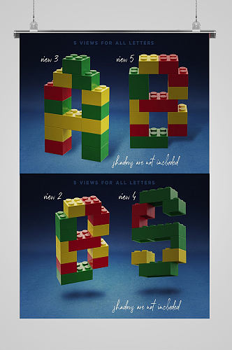 3D积木英文字母免抠PNG装饰设计素材