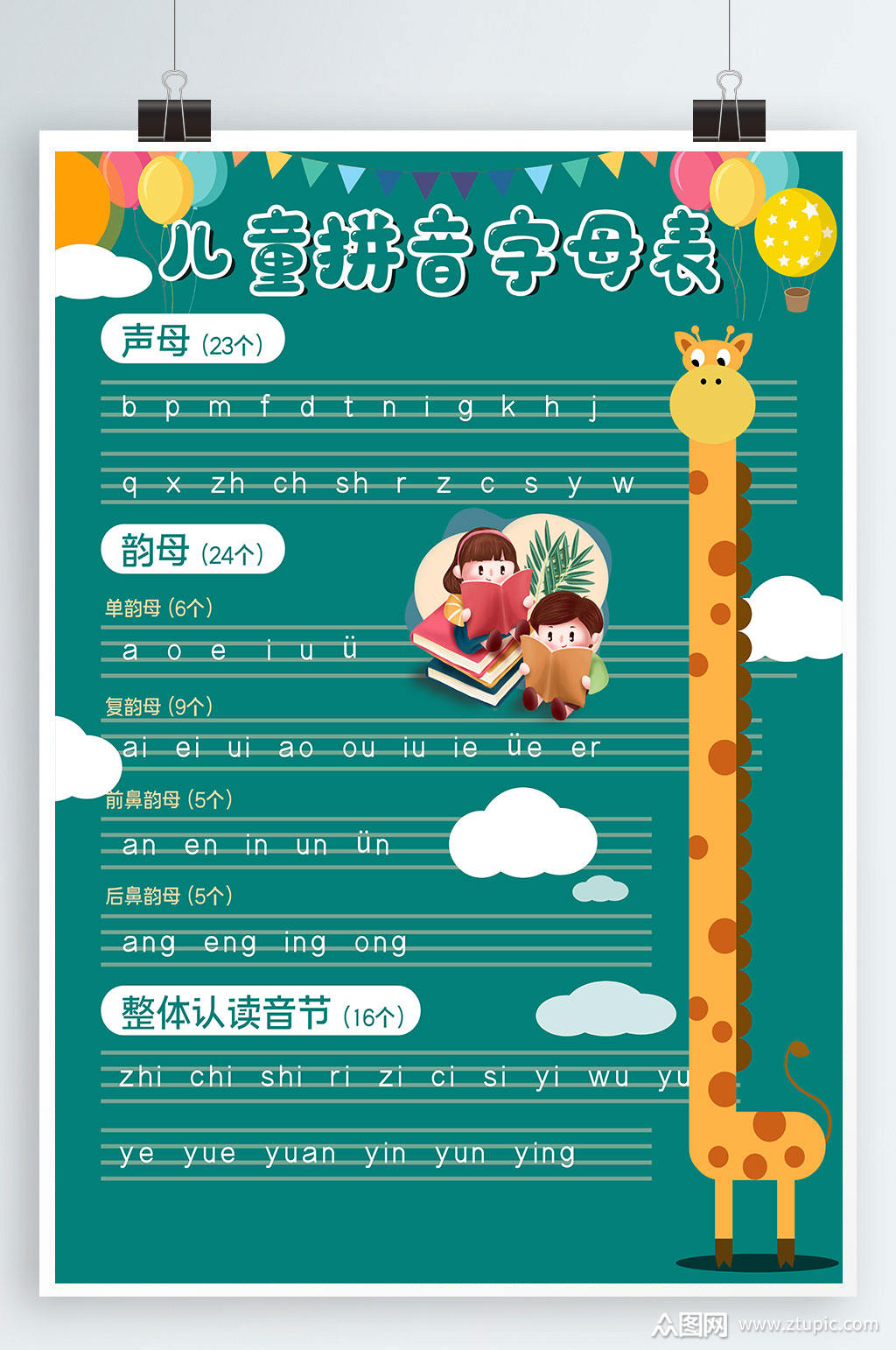 小孩学拼音字母表