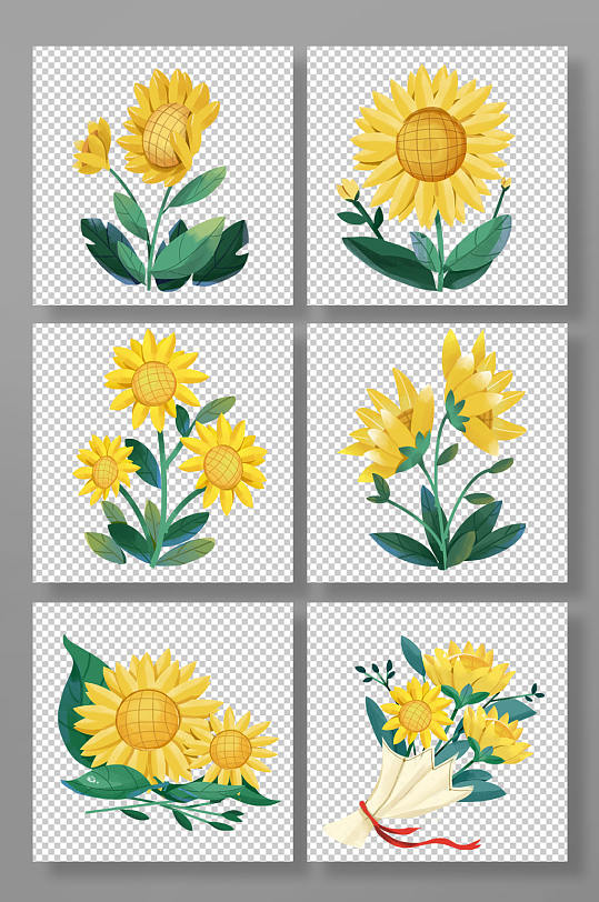 向日葵花卉元素插画-众图网