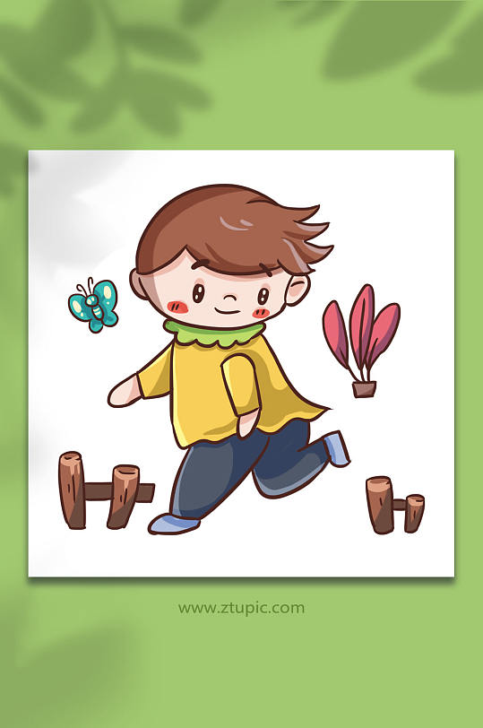 儿童节儿童踢毽子人物插画