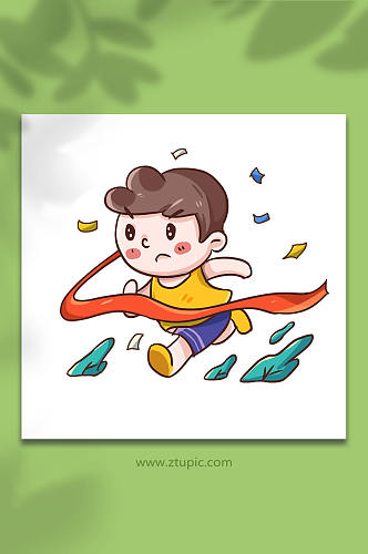 六一儿童节跑步的男孩人物插画